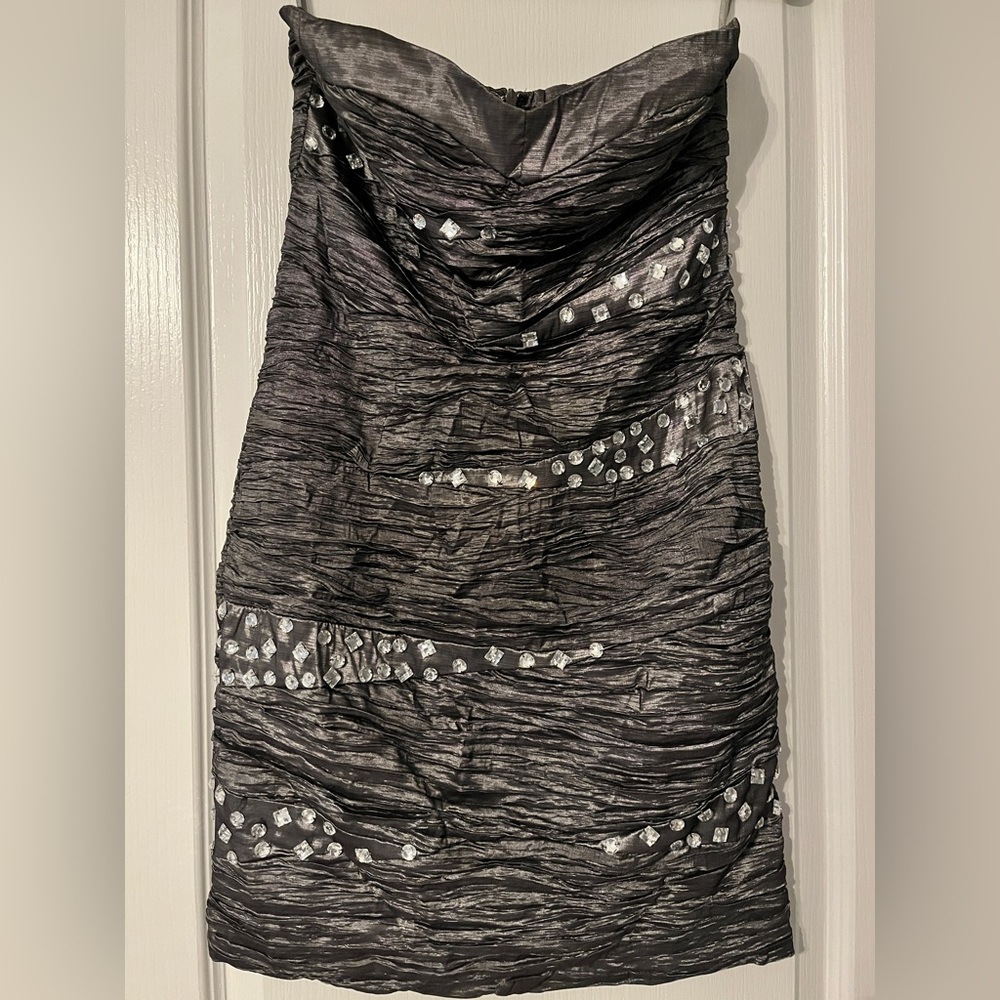 Arden B Grey Studded  Strapless Tube Mini Party Dress Size Large